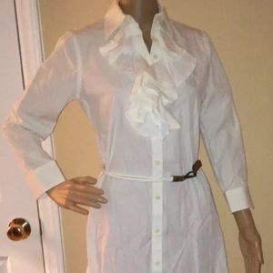 Ralph Lauren Button Up Ruffle Dress Blouse S